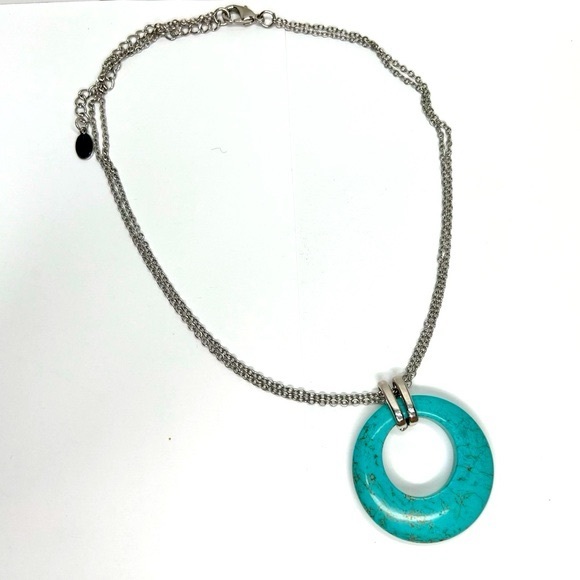 Vintage Signed Coolie Lee Turquoise Necklace 18” Chain - non/ binary - Picture 8 of 8